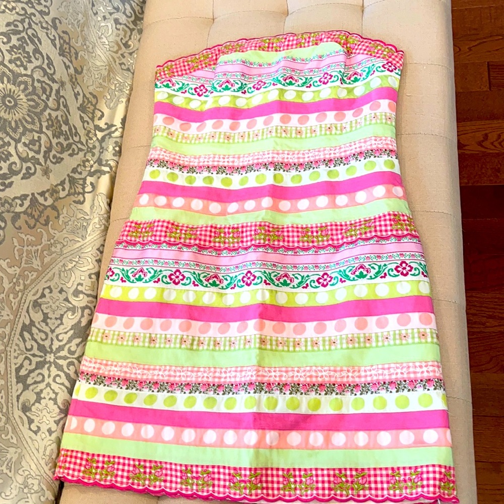 Strapless ribbon fitted dress